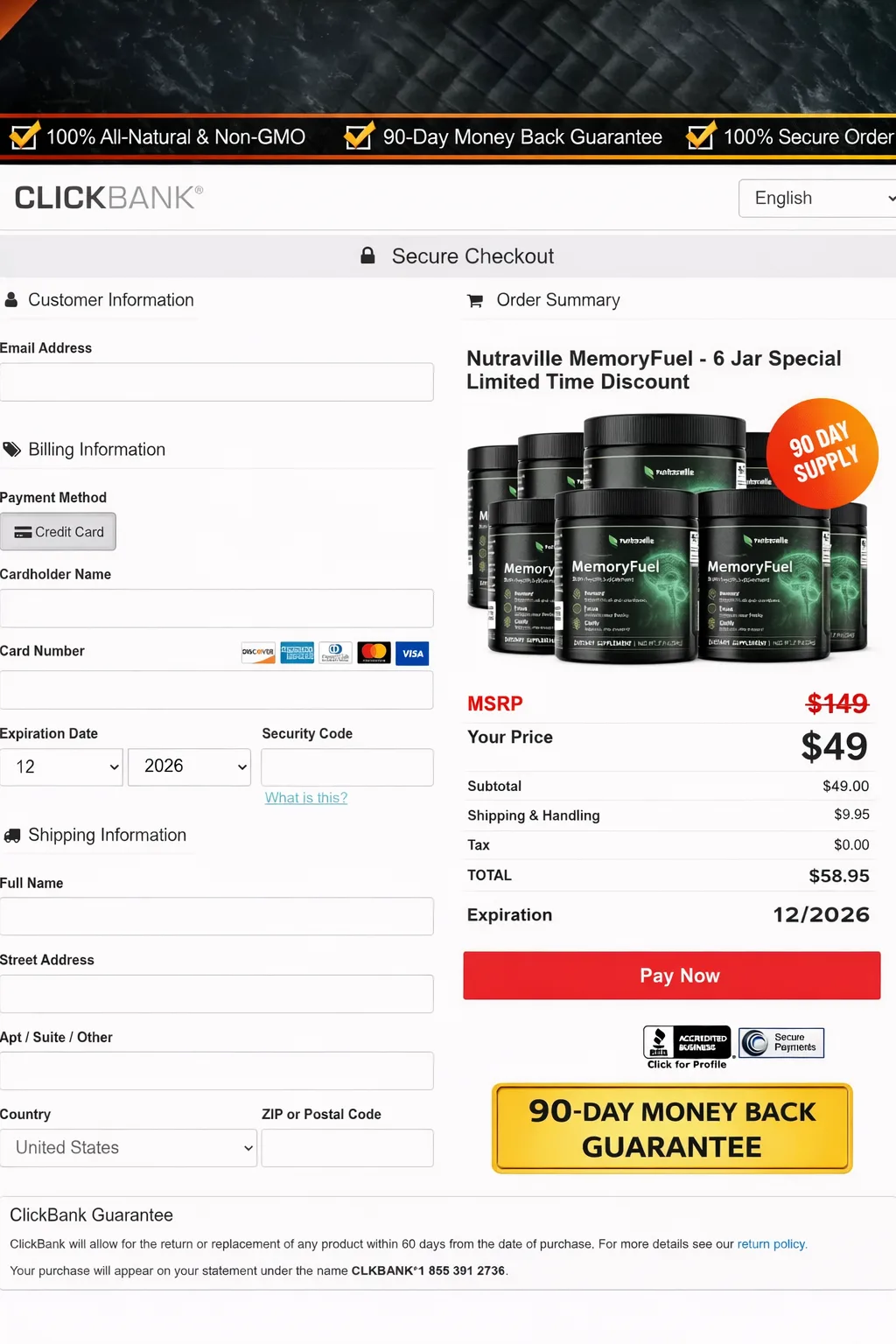  Memory Fuel 6 bottle ingredients 